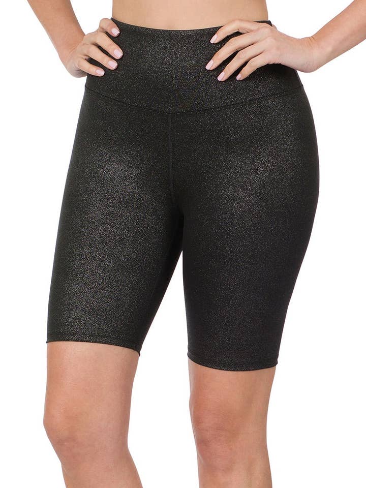 Short de motard taille haute athlétique pailleté pour la vente par Vanilla Monkey