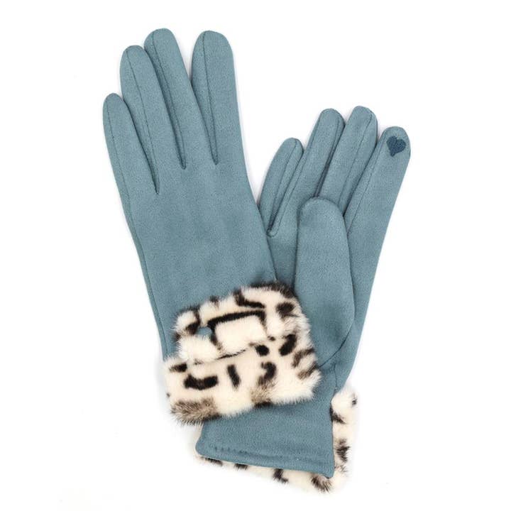 anbfashion - Venta al por mayor Guantes - Mujer - GUANTES SMART TOUCH CON PUÑOS DE PIEL SINTÉTICA DE LEOPARDO MG-00844