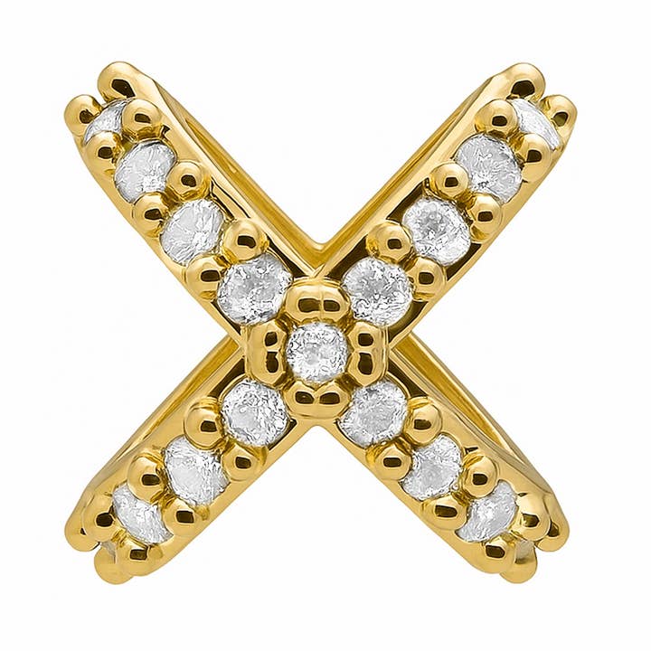 Piercing Luxenter de Zircón Brilhante com acabamento em ouro amarelo 18k - Marza por atacado de Luxenter