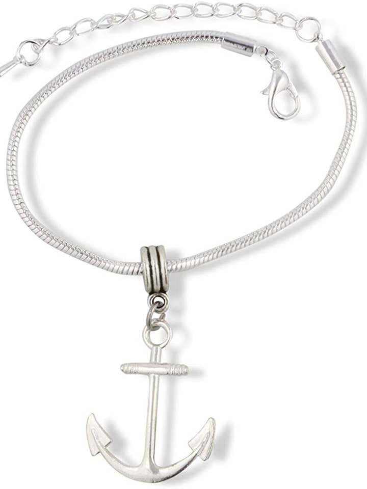 Emerald Park Jewelry Large Boat Anchor Snake Chain Charm Bracelet for wholesale by Dave The Bunny