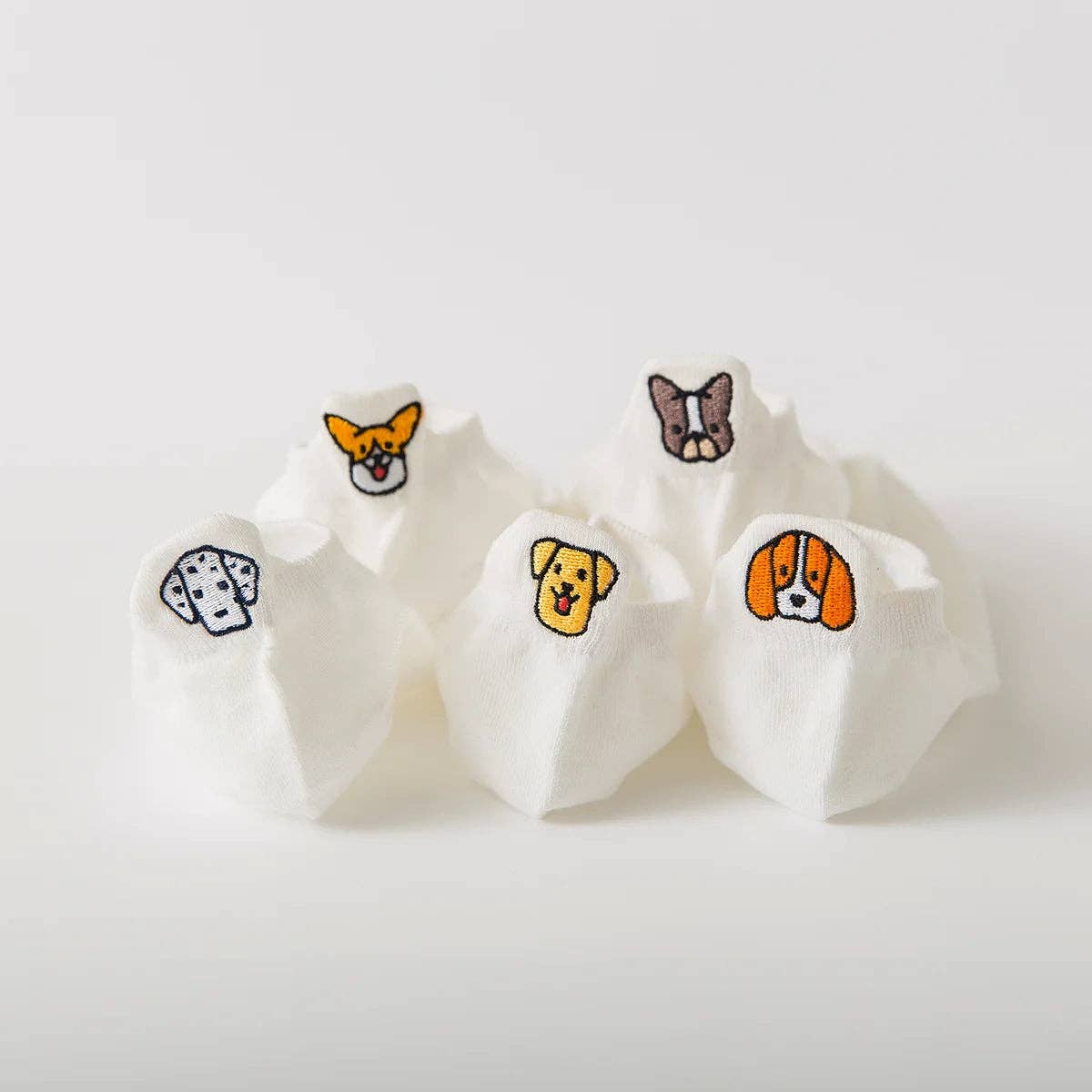 bunt 5er-Pack Damensocken mit Hundemotiv I 35-41 für den Großhandel auf Faire3
