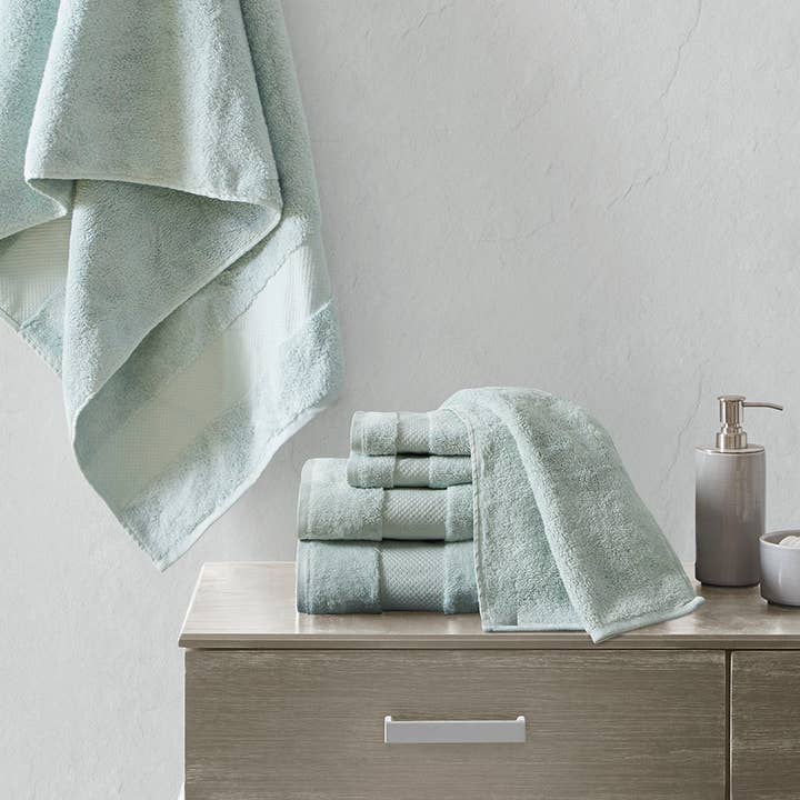 Olliix - Wholesale Towel Set - Turkish Cotton 6-Piece Bathroom Towel Set, Seafoam