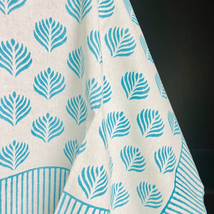 Christina Dickson Home - Wholesale Tablecloth - Sea Coral in Turquoise- 57"x57" Square