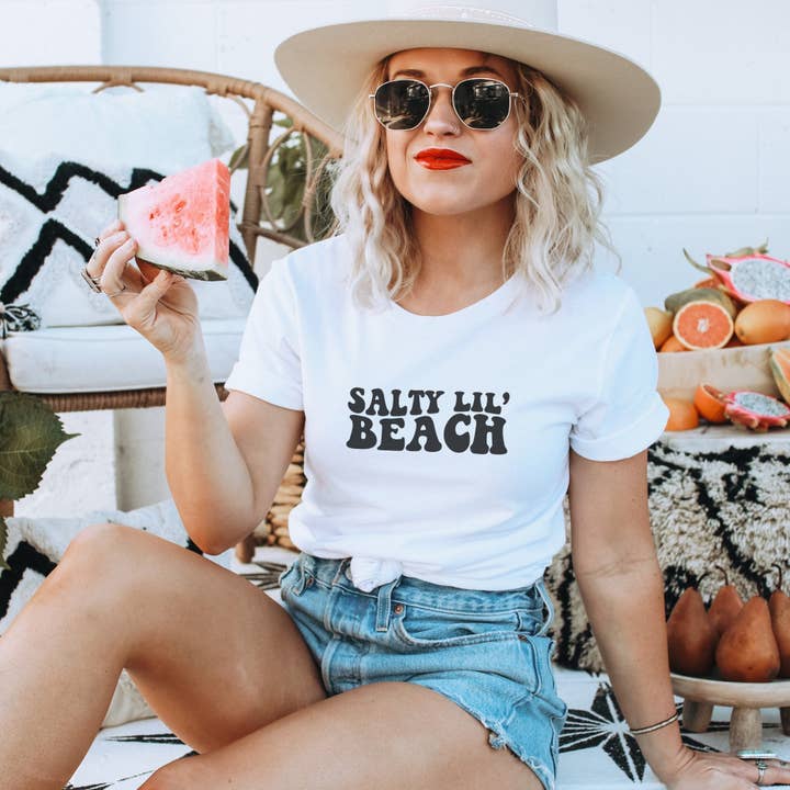 Trendznmore - Modern Graphic Apparel - Wholesale Screen Printed T-Shirt - Women's - Salty Lil Beach T-Shirt