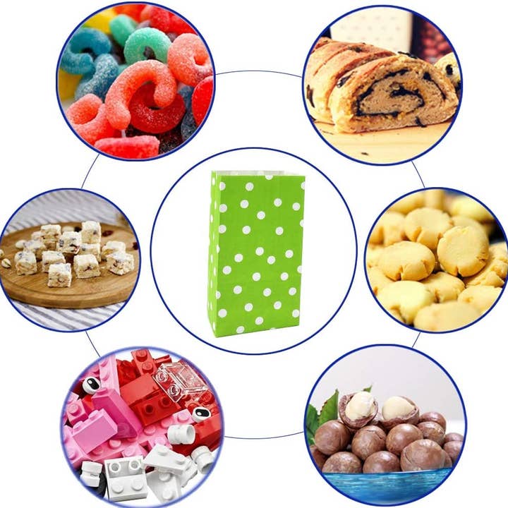 Wrapaholic Gifts & Packing Company - Wholesale Party Favor Bag/Box - Polka Dot Favor Bags for Party(5.1x3.1x9.4 inch Green 25CT)