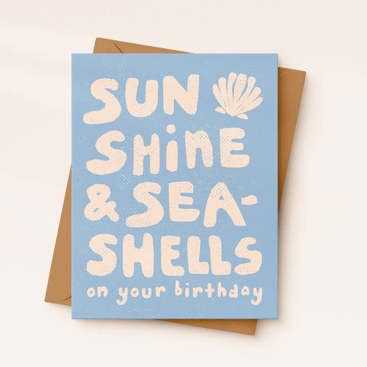 Sunshine and Seashells | Beach Birthday Card | Summer card for wholesale by Daydream Prints