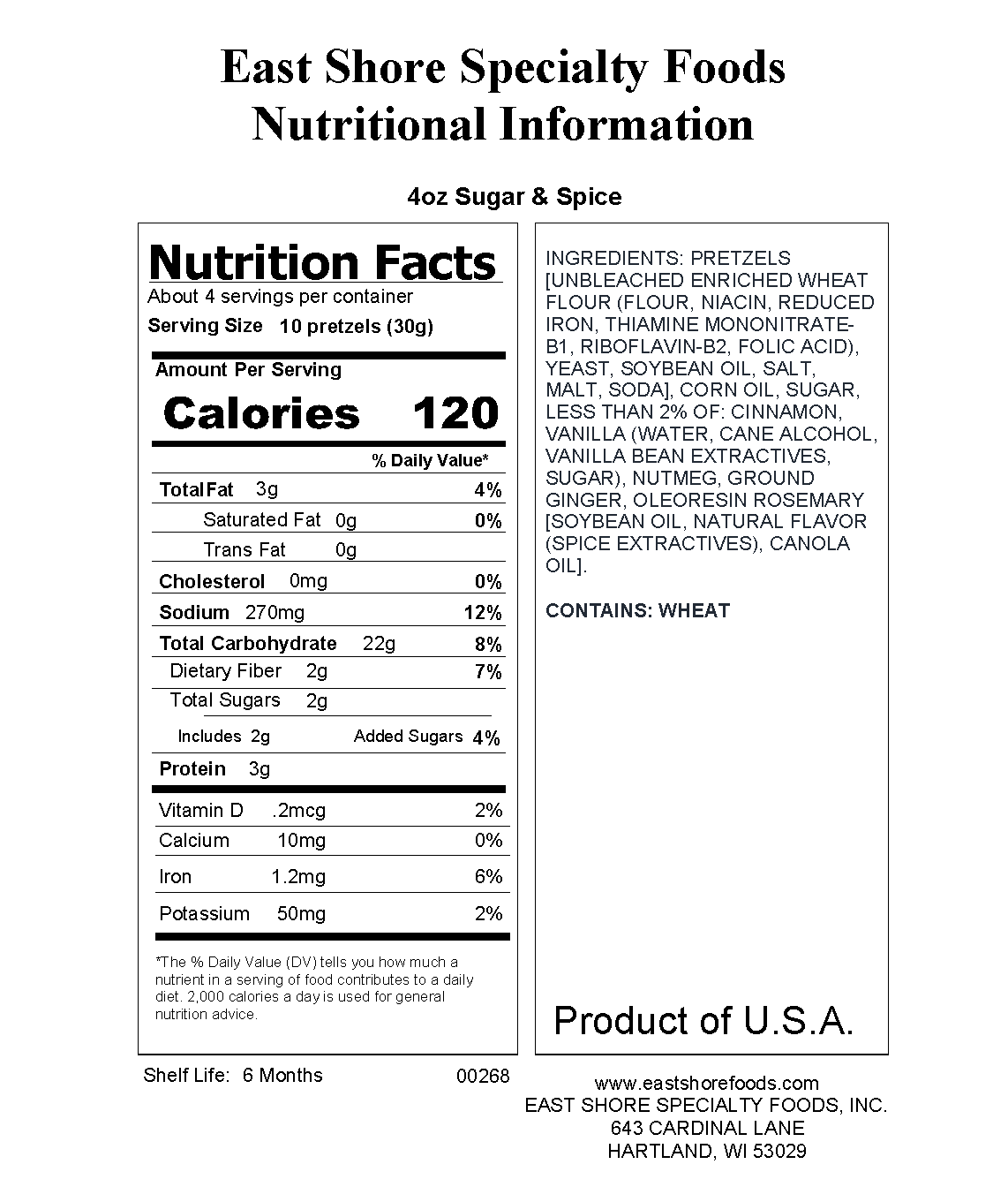 East Shore Specialty Foods, Inc. - Wholesale Pretzels - East Shore - Sugar & Spice Pretzels (Available 09/15-12/10)1