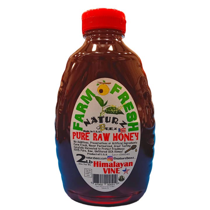 Naturz Beez - Venta al por mayor Miel - MIEL CRUDA HIMALAYA VINE 2LB 907g Botella Squeeze 100% PURA