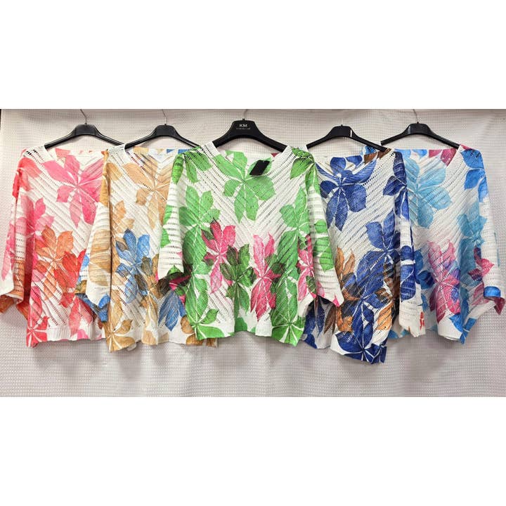 Kurt Muller - Wholesale Knit Top - Women's - Summer Leaf V Mesh Knit