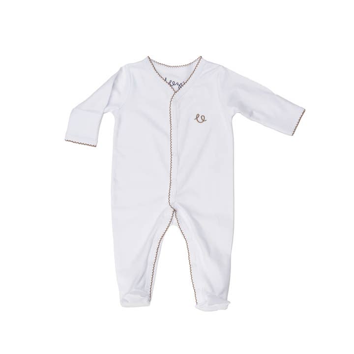 Taupe Stitch Footie for engroshandel hos Beezu Baby