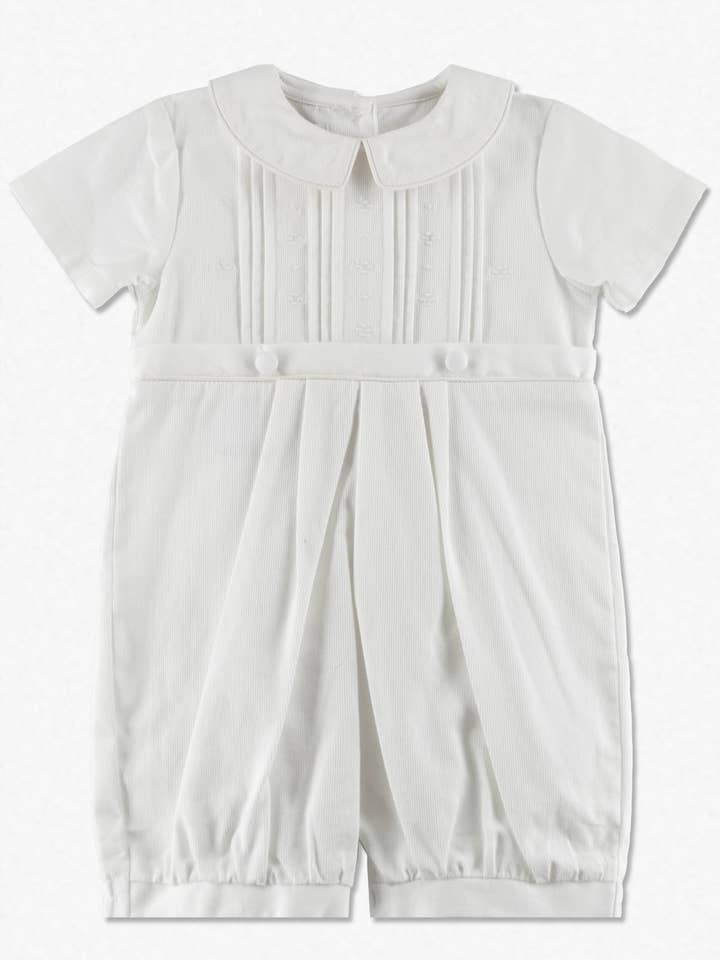 Carriage Boutique Classy Pique Baby Boy Romper for wholesale by Julius Berger & Carriage Boutique