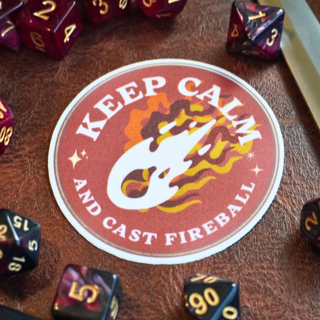 Minva Tabletop Design Co - Wholesale Sticker - Keep Calm and Cast Fireball Sticker1