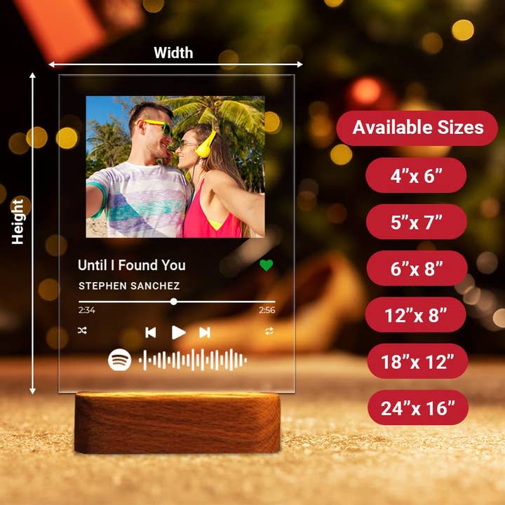 CanvasChamp - Wholesale Plaque - Personalized Spotify Acrylic Song Plaque with LED Base7