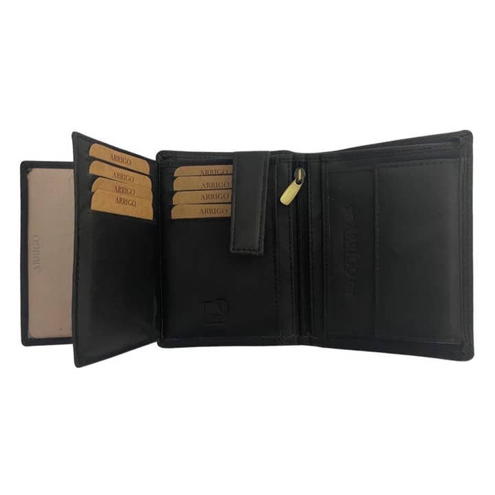 Arrigo - Vente Portefeuille – homme - Portefeuille homme en cuir de buffle - Portefeuille pliant - Protection RFID17