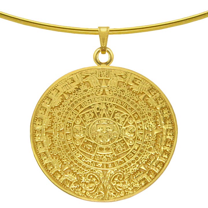 Aztekisk solkalender 24k GP Omega chokerhalsband för wholesale av Across The Puddle