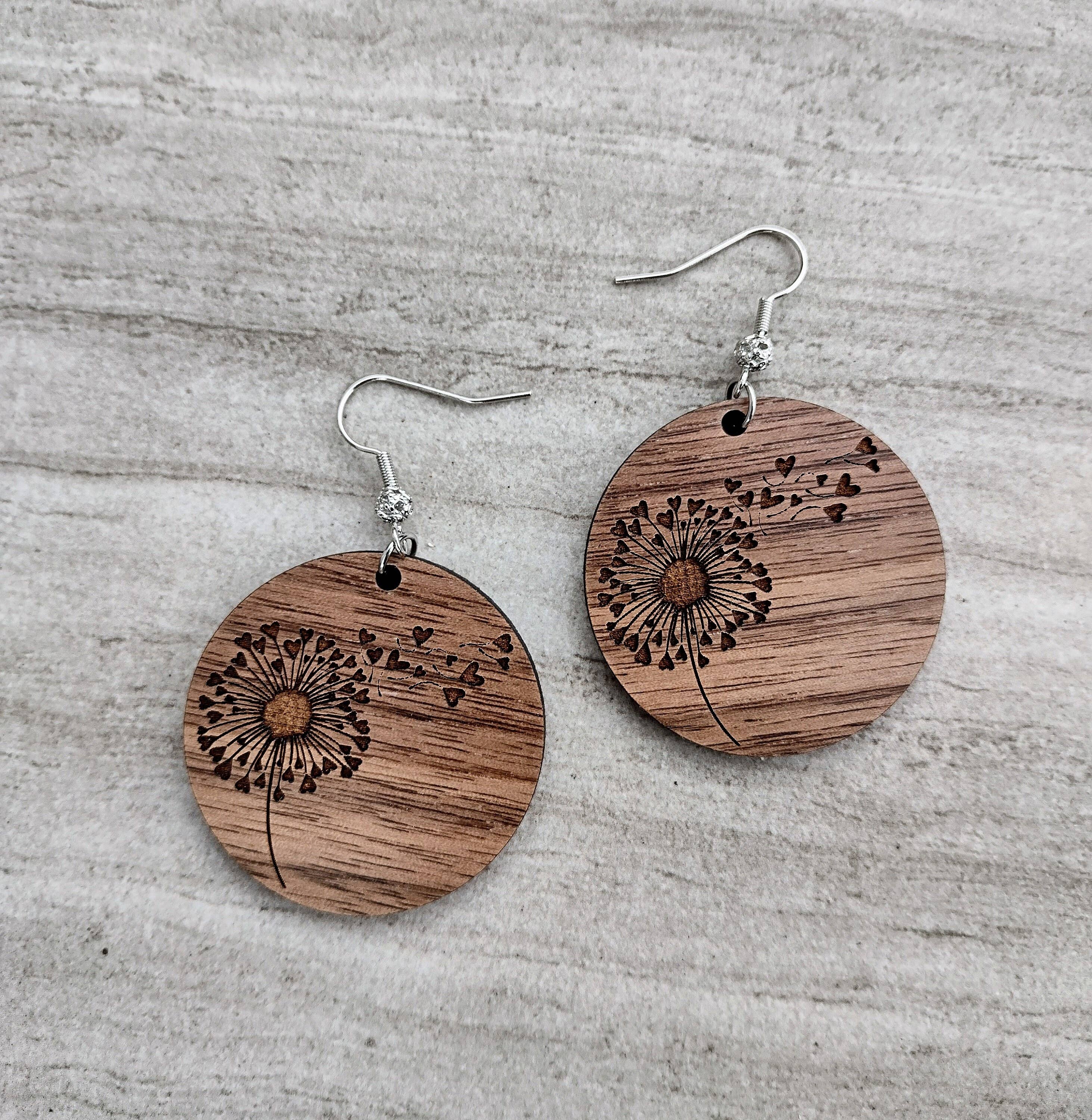 Mabel's Way - Wholesale Dangle Earrings - Dandelion Wishes Walnut Earrings