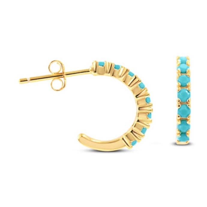 Créoles Pavé en CZ Turquoise pour la vente par Chloe + Lois