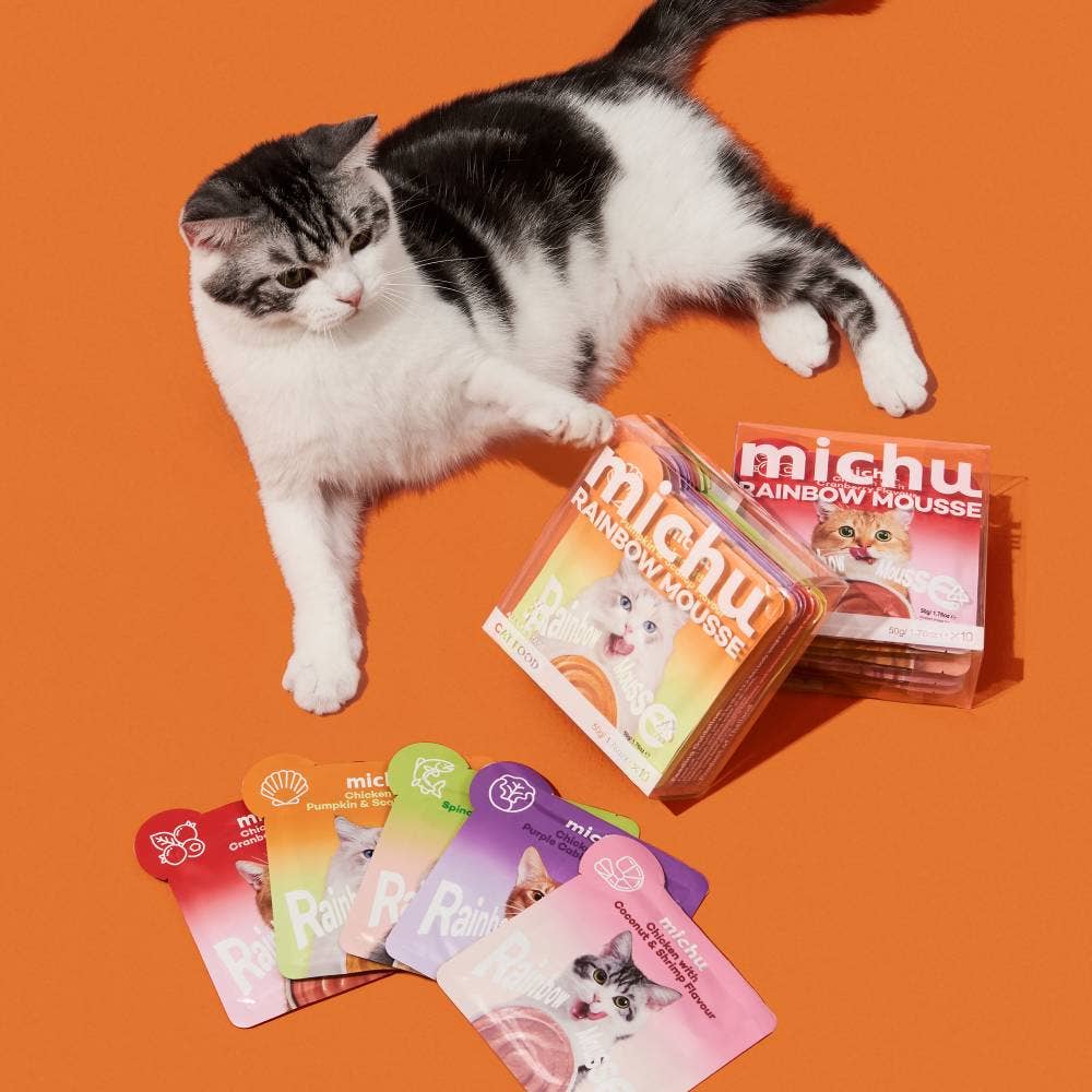 MichuPet - Vendita all'ingrosso Cibo - Gatti - Michu Rainbow Mousse con 5 gusti per gatti3