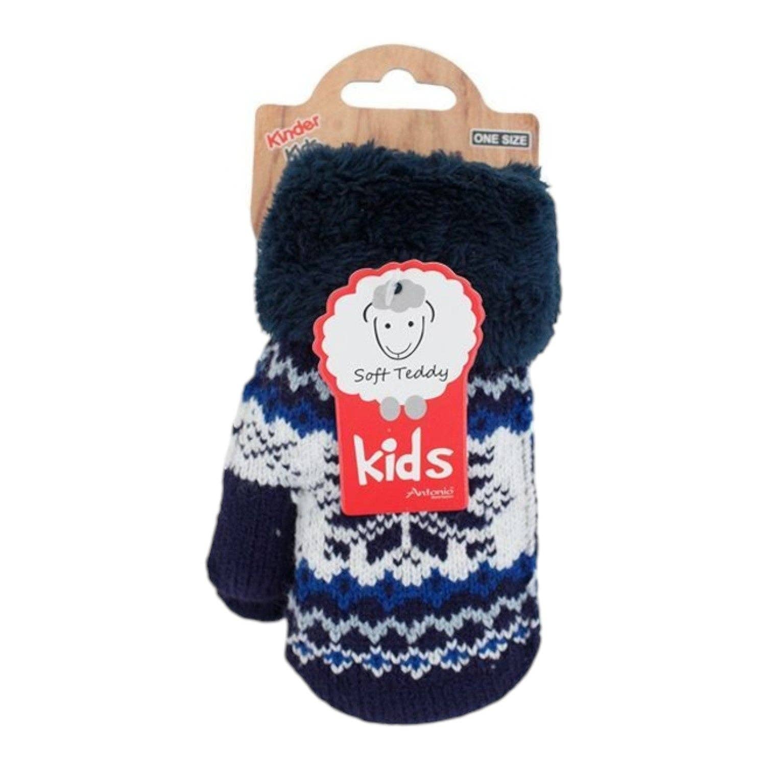 VewoTex - Wholesale Mittens - Kids - Children's Mittens » Knitted Gloves Winter Norwegian Star » Kids Winter Gloves with Soft Teddy » Children's Gloves3