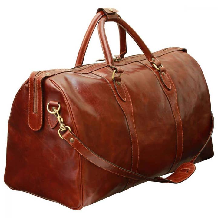 Sac de voyage en cuir marron - Weekend pour la vente par Old Angler Firenze