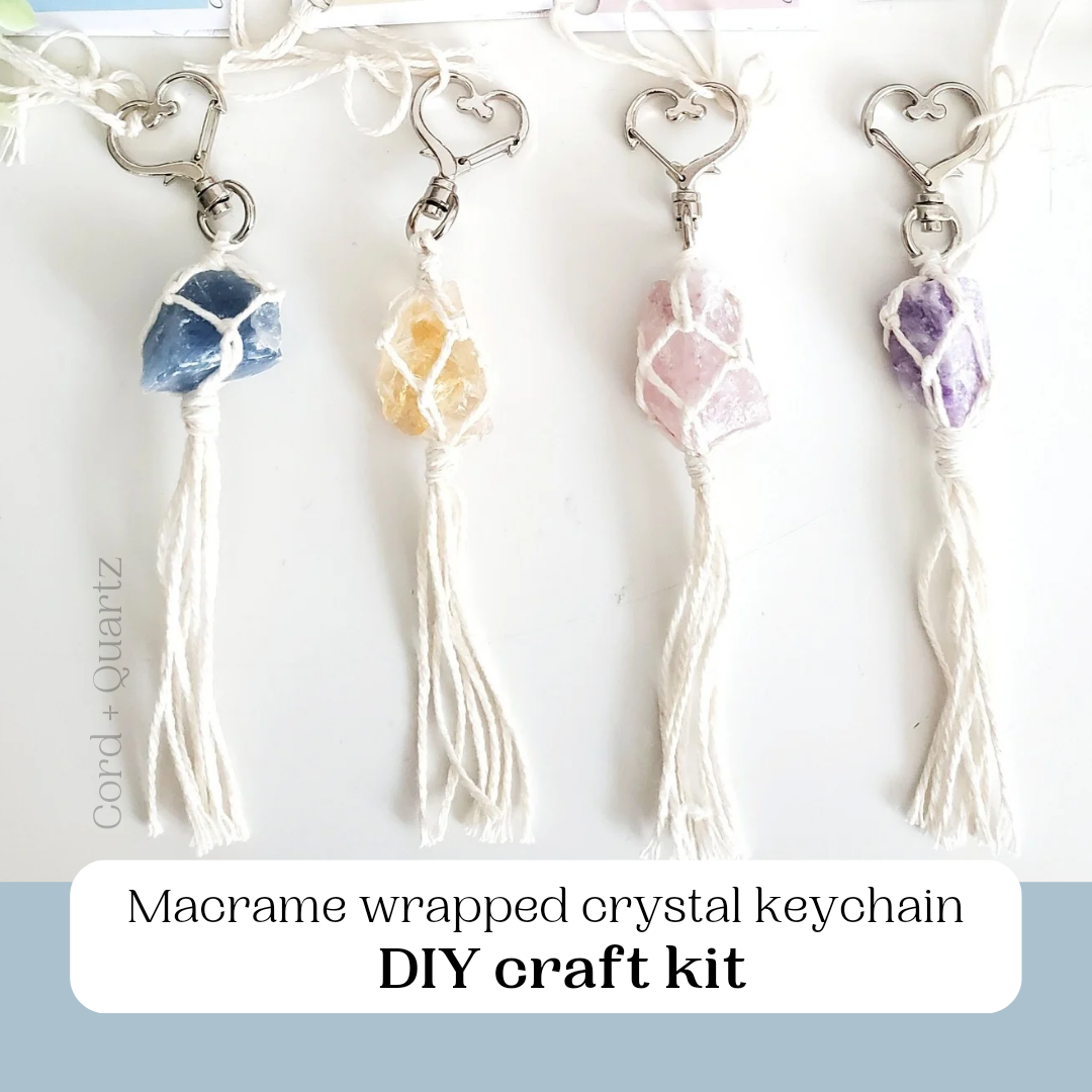 Cord + Quartz – Großhandel Bastelset – Makramee-umwickelter Kristallschlüsselanhänger DIY-Bastelset.6