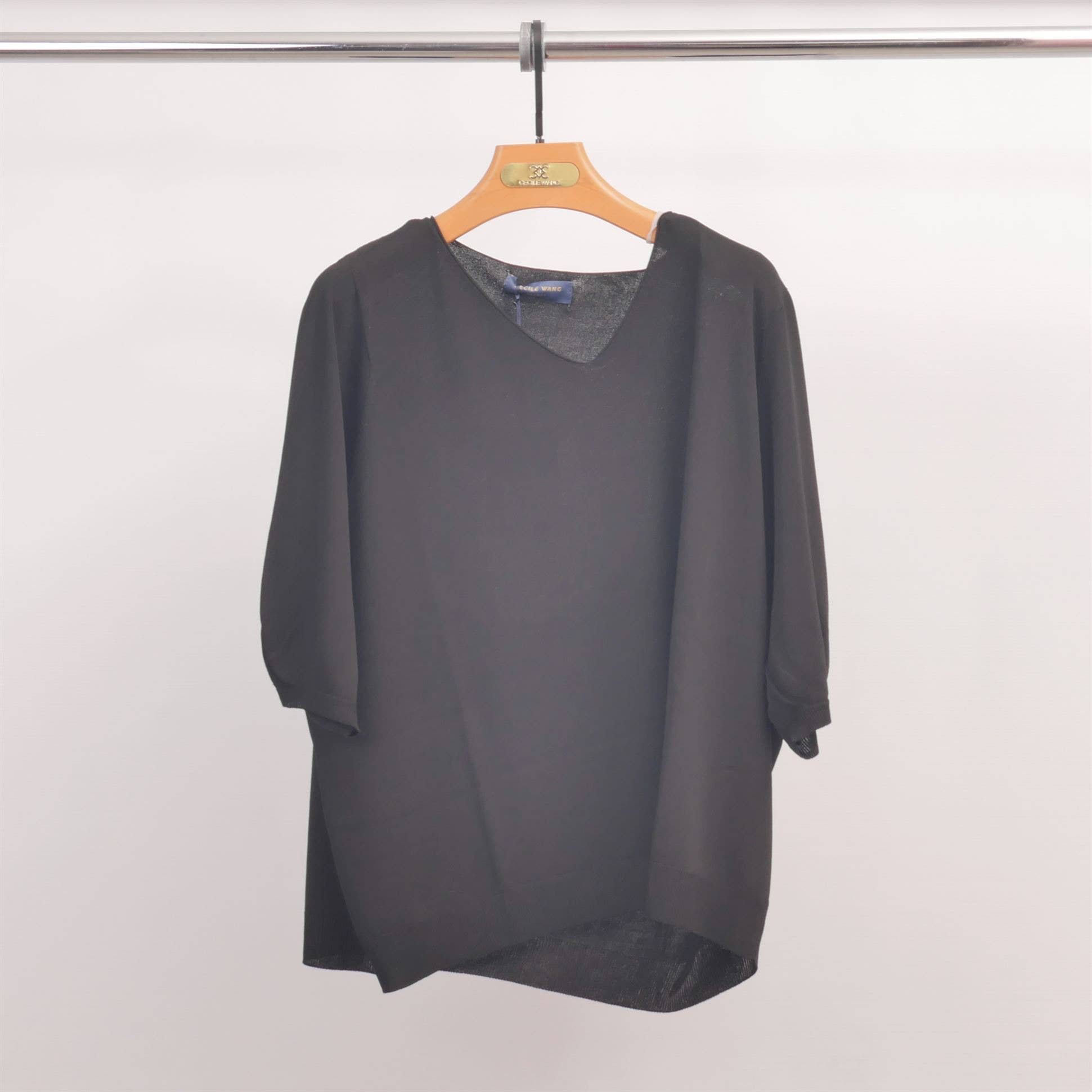 Cecile Wang – Großhandel Strickpullover – Damen – Leichter V-Ausschnitt Pullover mit kurzen Ärmeln aus feinem Strick YF523096