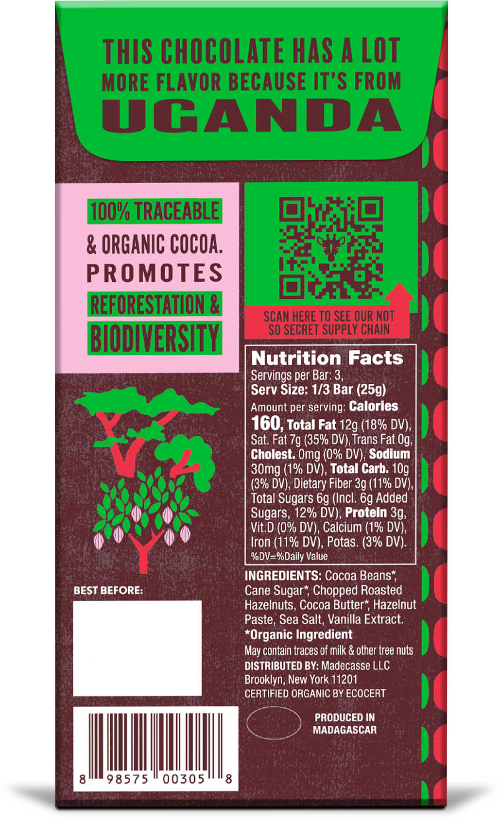 Beyond Good - Vente Barre chocolatée - Chocolat noir 73 % noisettes1