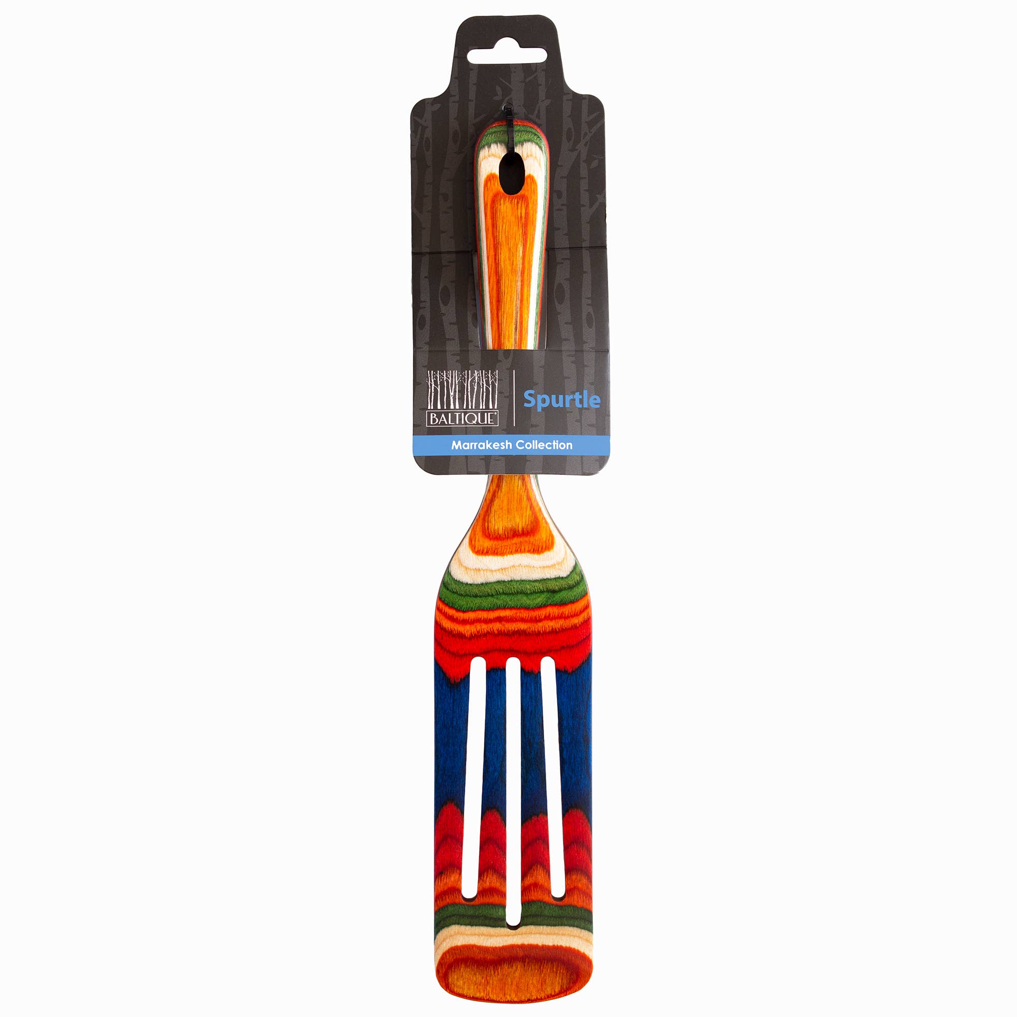 Totally Bamboo - Wholesale Spatula/Turner - Baltique® Marrakesh Colorful Wooden Slotted Spurtle, 13"6