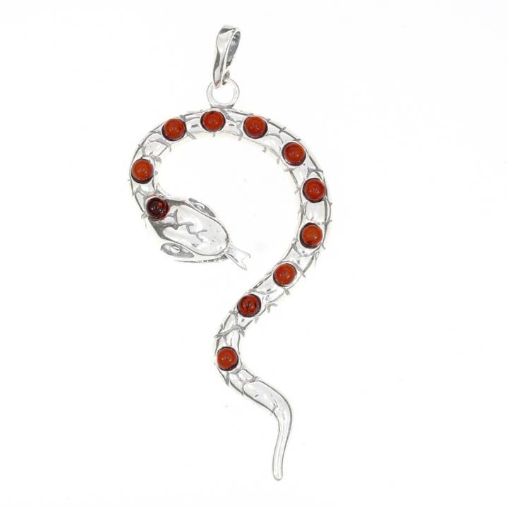 Ciondolo a forma di serpente in argento sterling e ambra ciliegia per la vendita all'ingrosso da parte di Amberman