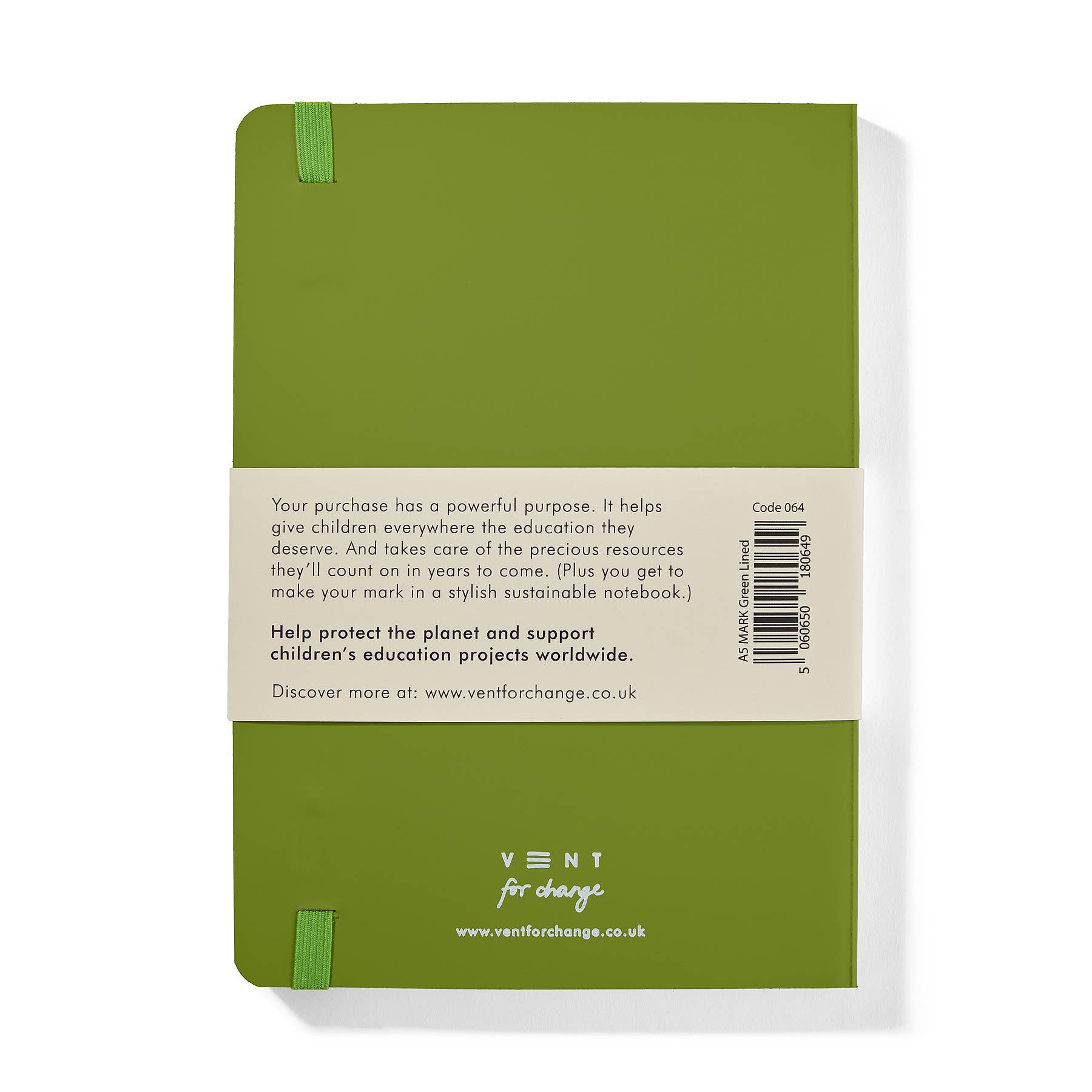 VENT for Change – wholesale Notebook – Notebook A5 Recycled Leather Lined Paper - Green6