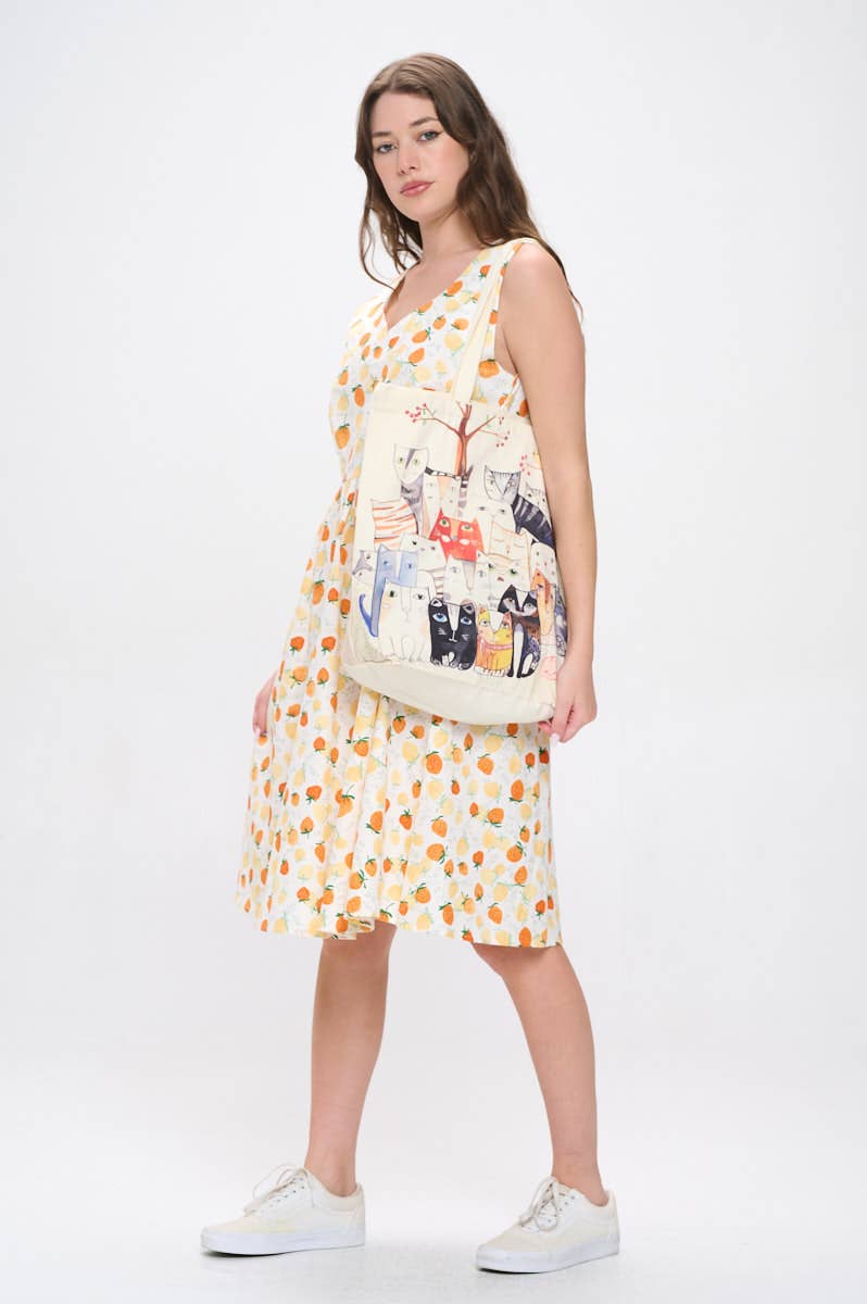 SM WARDROBE - Wholesale Tote Bag - Women's - MULTI CAT PRINTS TOTE BAG5