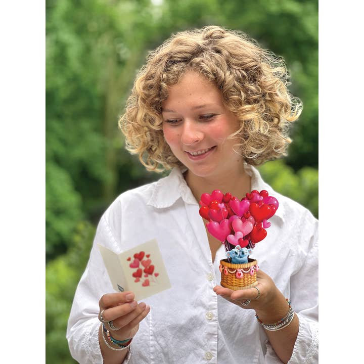 FreshCut Paper LLC - Wholesale Everyday Greeting Card - Mini Heart Balloons (10 Mini Pop-up Greeting Cards)1