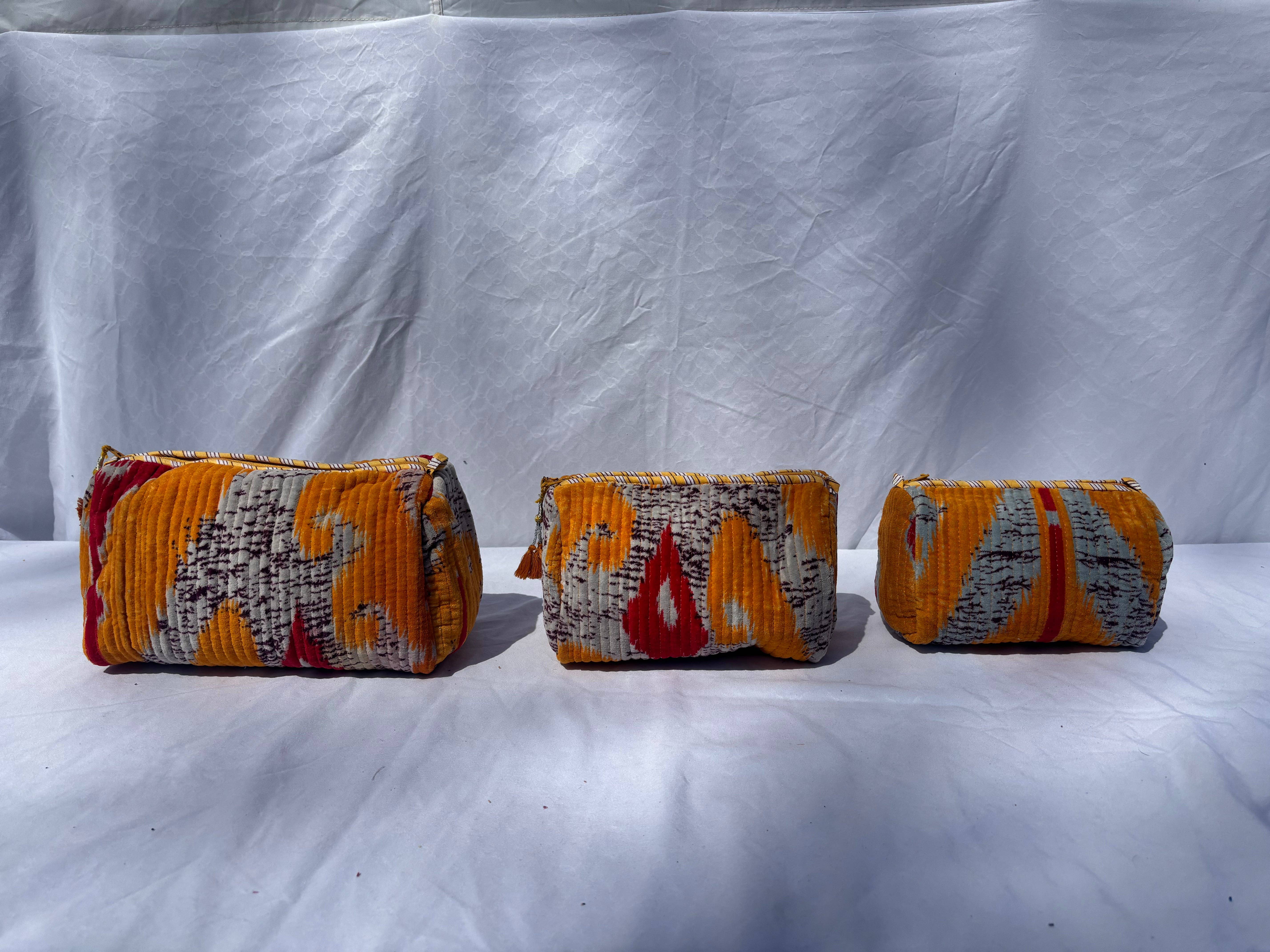 Tibet Handicrafts LLC - Wholesale Travel Set - Orange Vibes Velvet 3 Piece Travel Set13