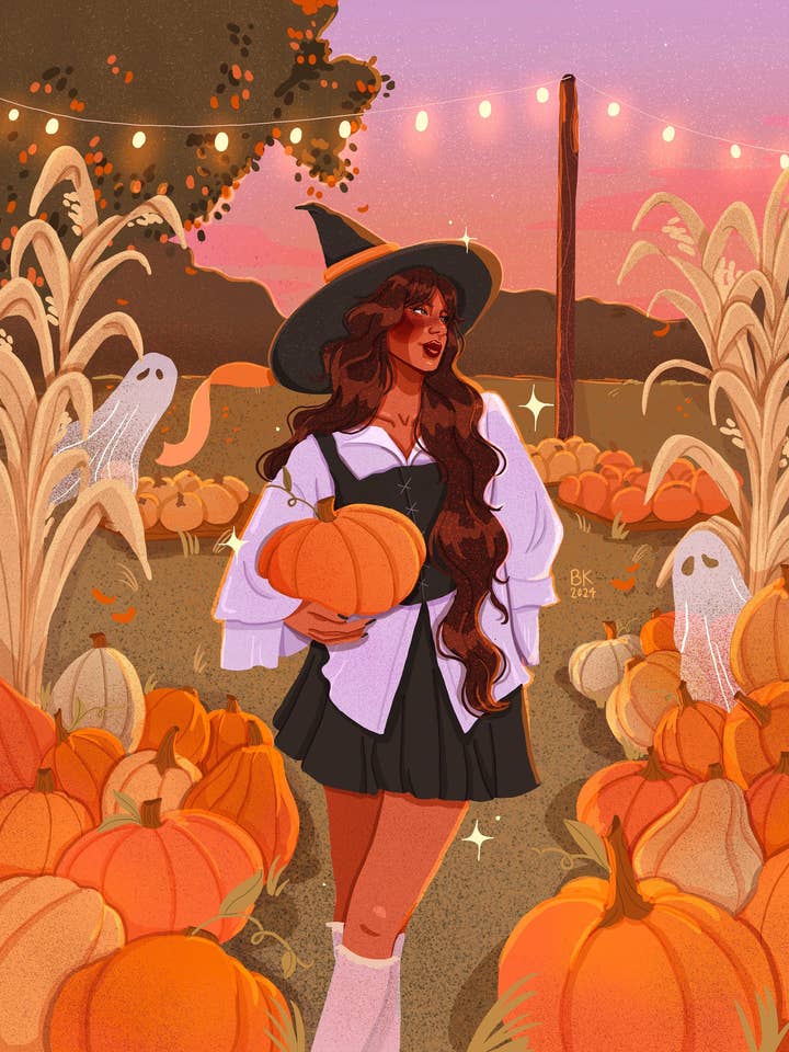 Pumpkin Patch Witch for wholesale by Brittany Keller Art