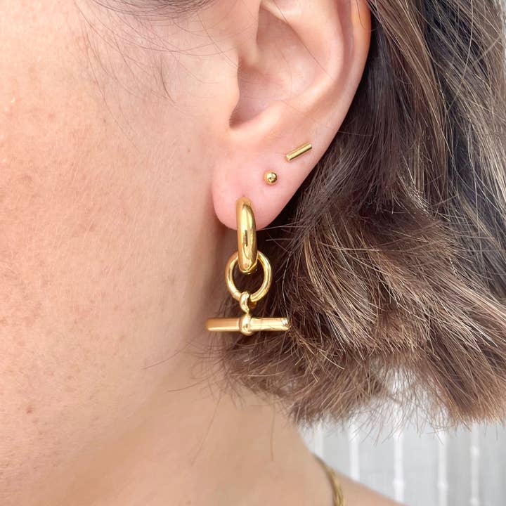 Little Nell Jewellery - Wholesale Hoop Earrings - EVERYDAY Gold Bar Hoop Earrings