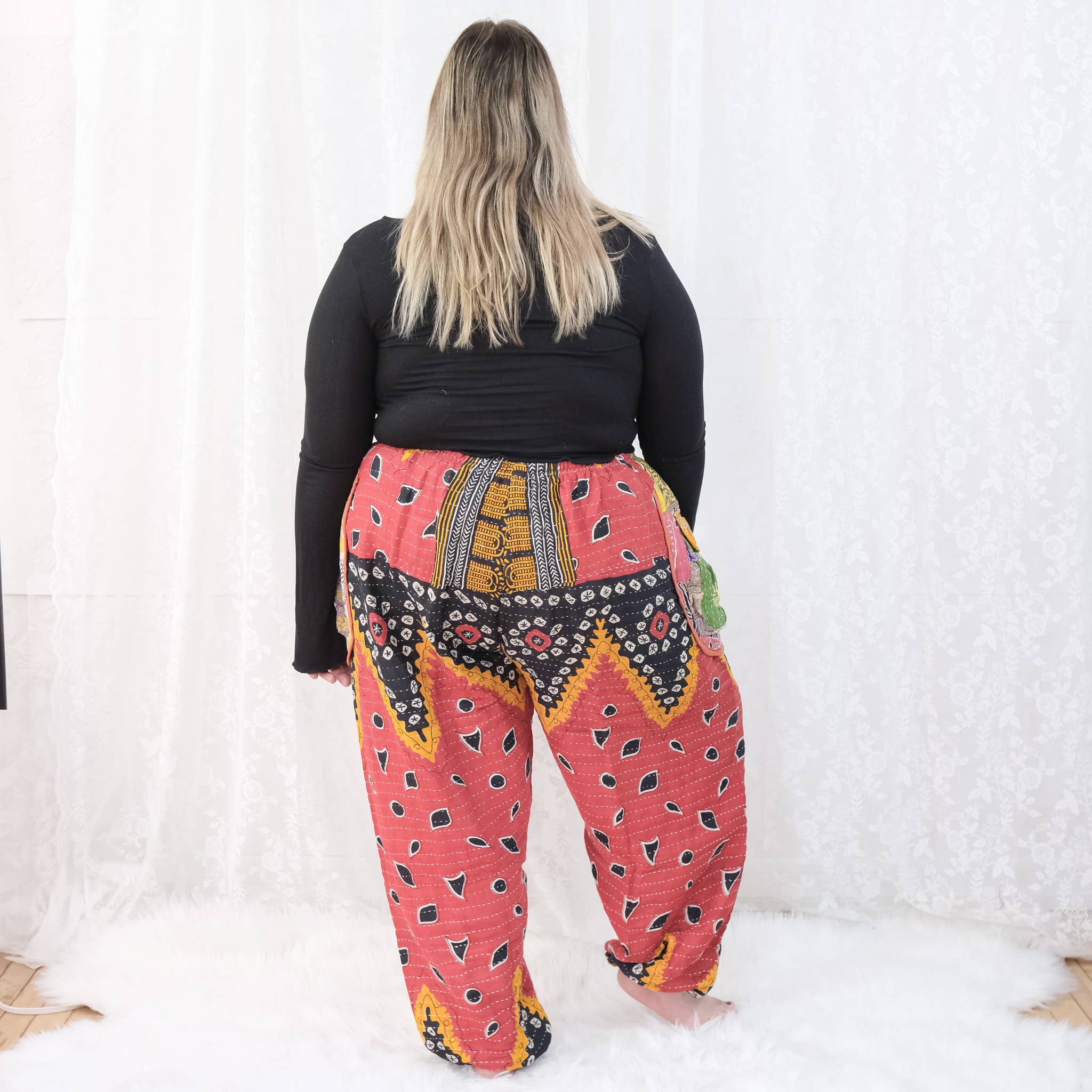 Karma Nepal Crafts - Wholesale Pants - Women's - One of a Kind Kantha Baggy Pants with Pockets15