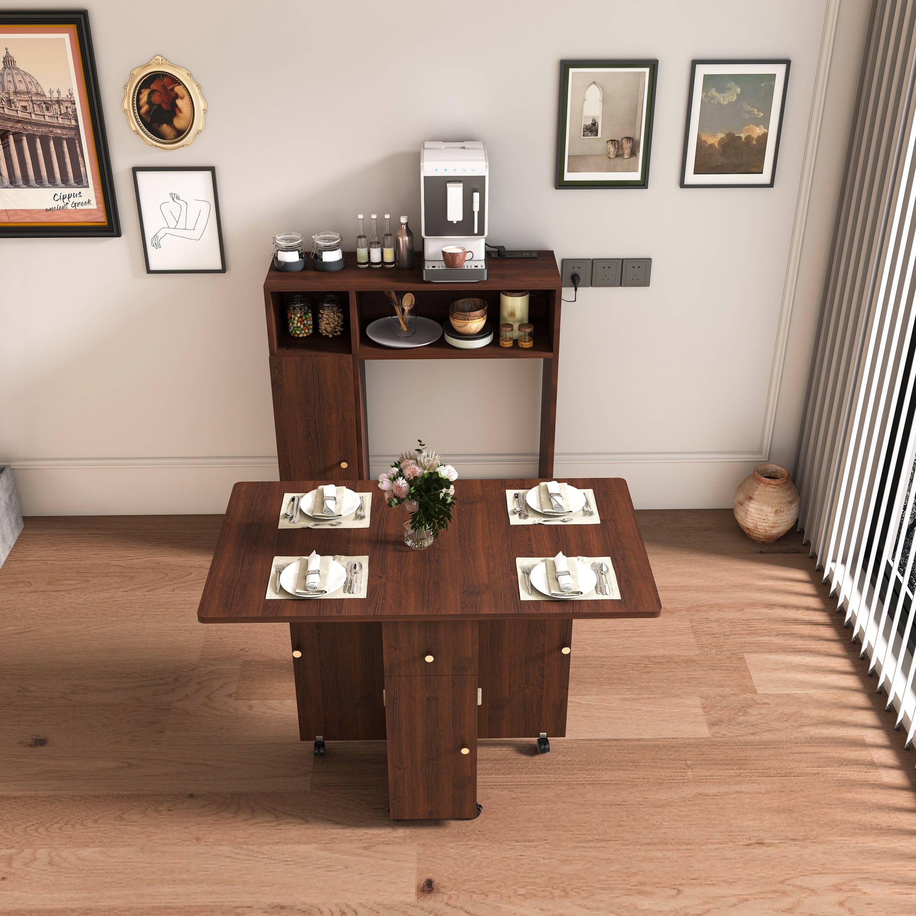 39F Inc. - Wholesale Sideboard - Folding Dining Table with Wall Storage and Power Socket1