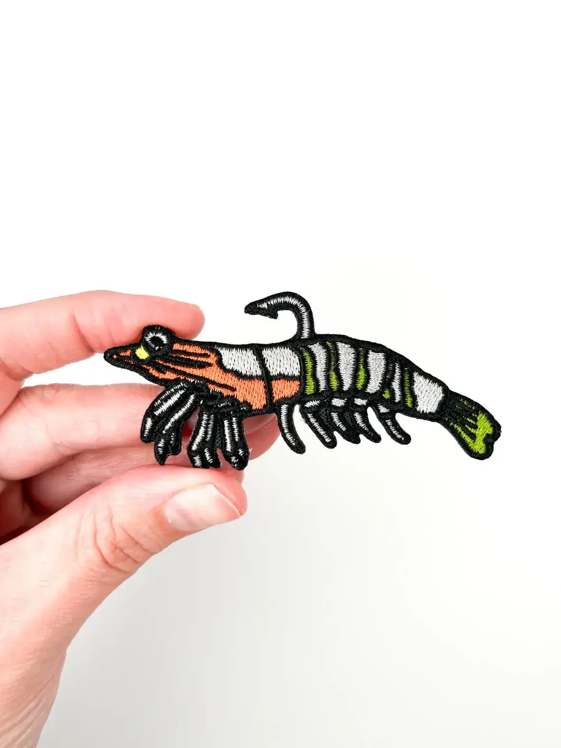 Field Trip Threads - Wholesale Patch - Shrimp Fishing Lure with Hook Embroidered Iron-On Patch Fish0