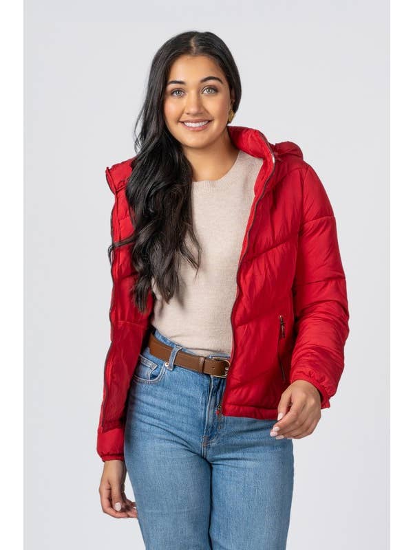 Vanilla Monkey - Wholesale Jacket - Women's - Junior Chevron Quilted Poly Hooded Puffer2