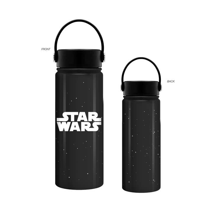Star Wars Logo & Stars 20oz SS Water Bottle w Swivel Handle for wholesale by Silver Buffalo