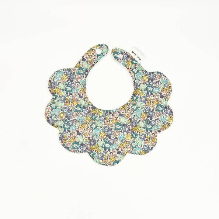 Michelle Blue - Liberty Scalloped Dribble Bib for wholesale by Monica and Me Ltd
