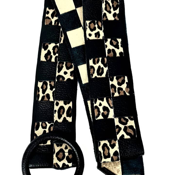 Chenson & Gorett - Wholesale Belt – Women's - Braided Italian Leather Belt with Suede and Animal Print1
