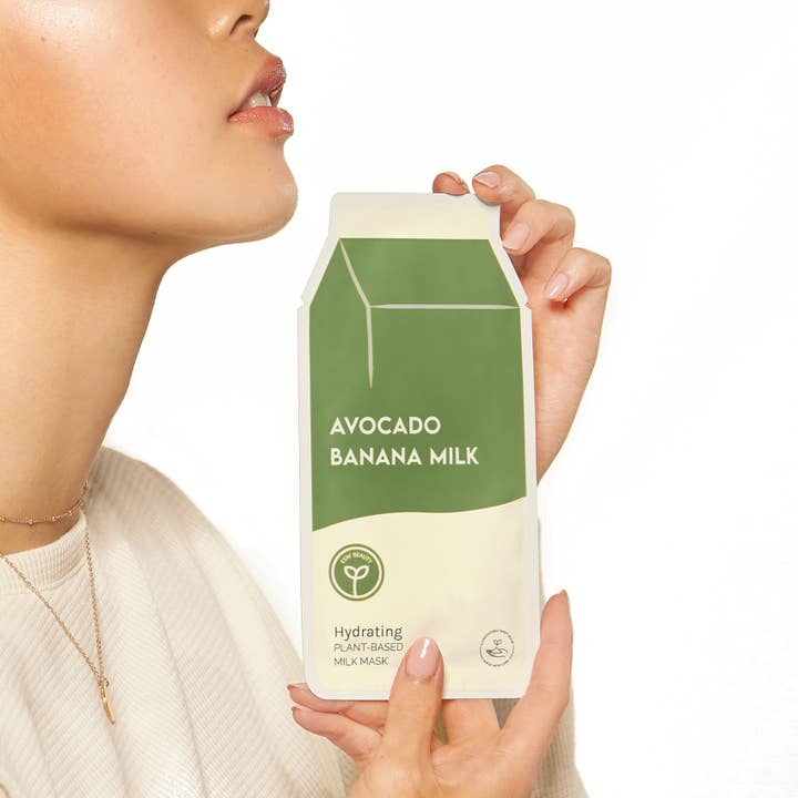 ESW Beauty - Wholesale Skincare Face Mask - Avocado Banana Milk Hydrating Plant-Based Milk Sheet Mask6