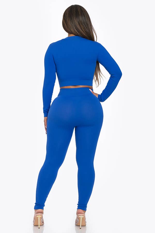 Lime All the Time – Großhandel Set aus Oberteil und Hose (NICHT Loungewear) – Damen – 2-teiliges Set aus Crop-Top und Leggings mit langem Reißverschluss, ohne Nähte3