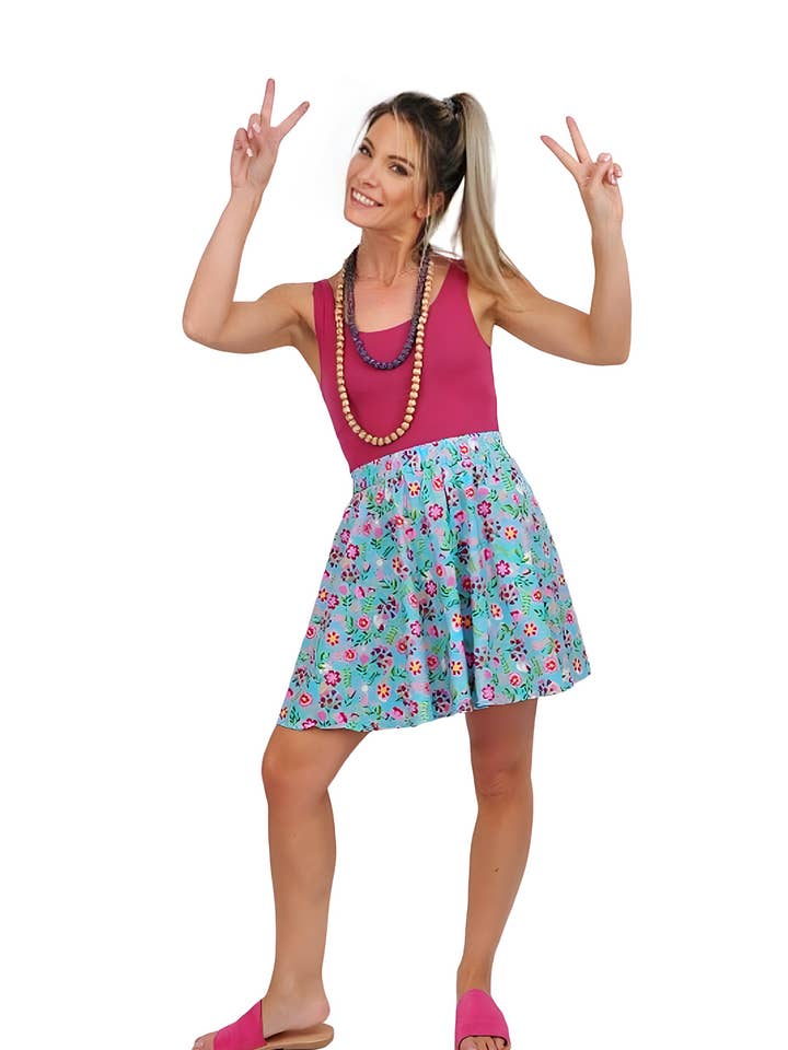 Minifalda azul de algodón con estampado floral para venta al por mayor de Kalimera Clothing Athens