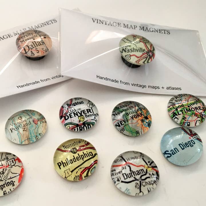 Tanner Glass - Wholesale Magnet - Magnet - Vintage Map - 20mm - you choose the locations1