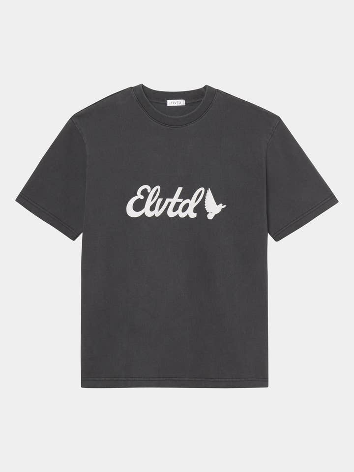 Cursive Logo Heavyweight Tee - Vintage Black for wholesale by ELVTD