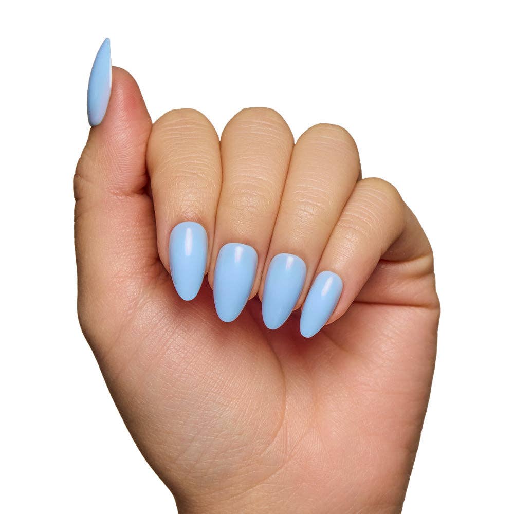 Glamnetic - Wholesale Press-On/Fake Nails - Soft Blue Press-On Nails | Short Almond Solid Nail4