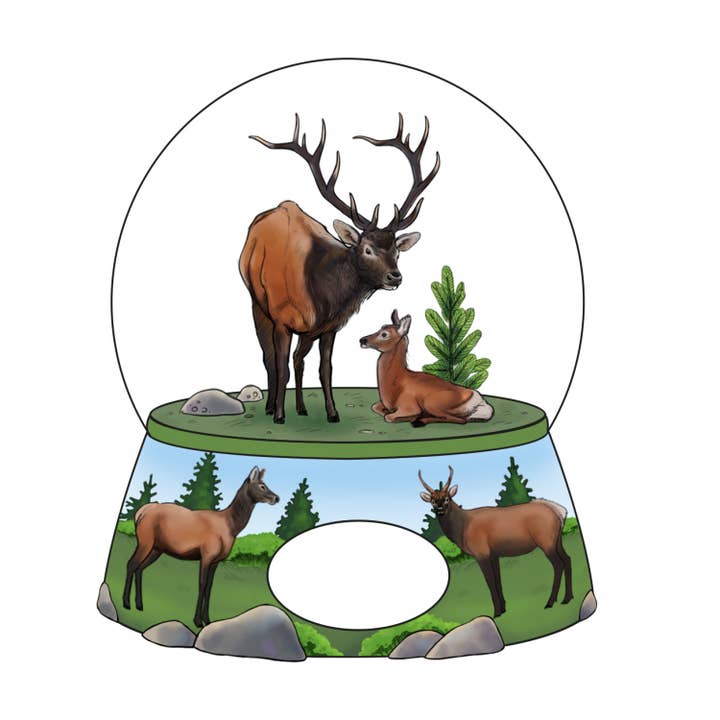 Animals Forever, Inc - Wholesale Decorative Tabletop Object - Elk 65mm Snow Globe {Requires namedrop, click customize}