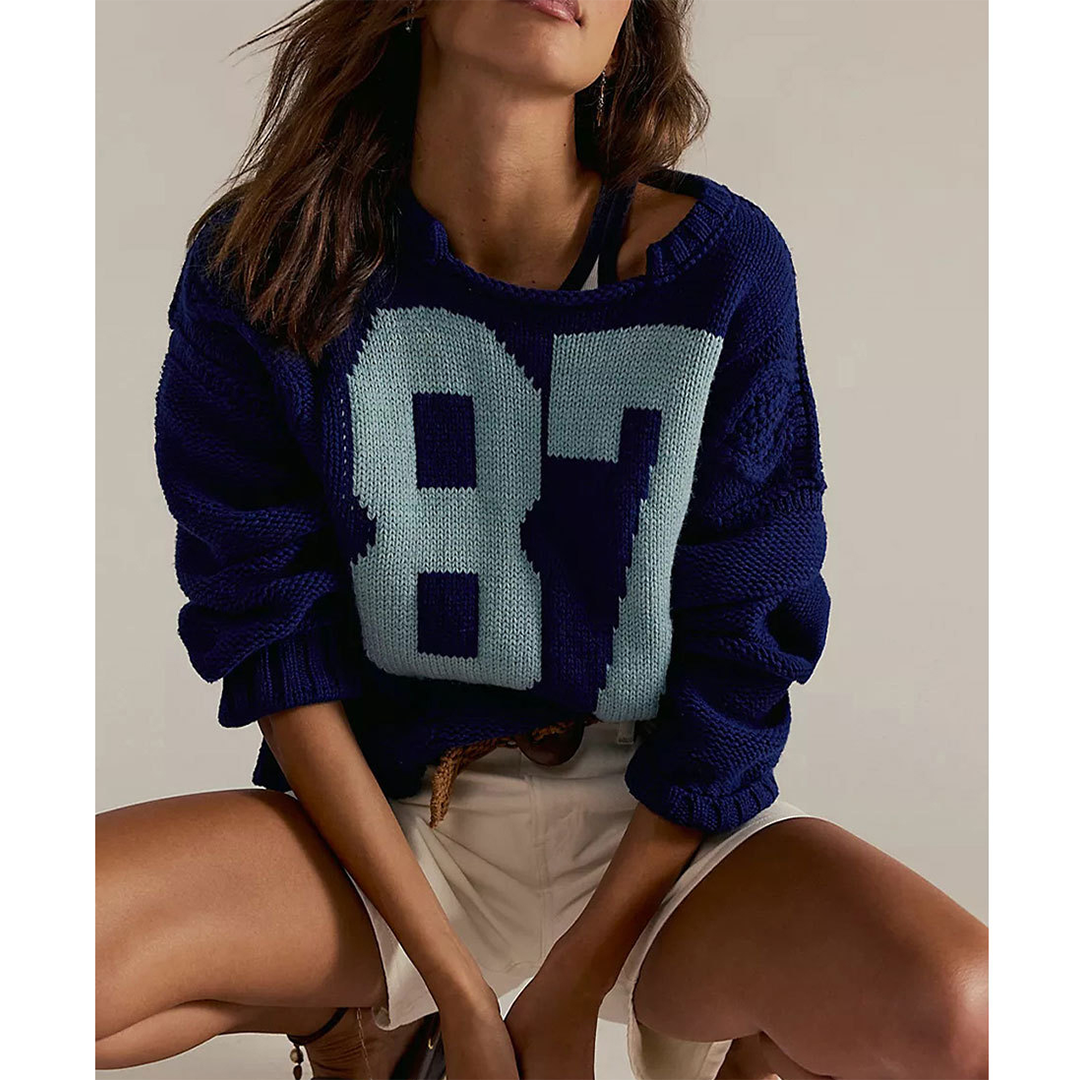 UNISHE - Wholesale Knit Sweater - Women's - Digital Colorblock Long Sleeve Knit Pullover Sweater SF1276